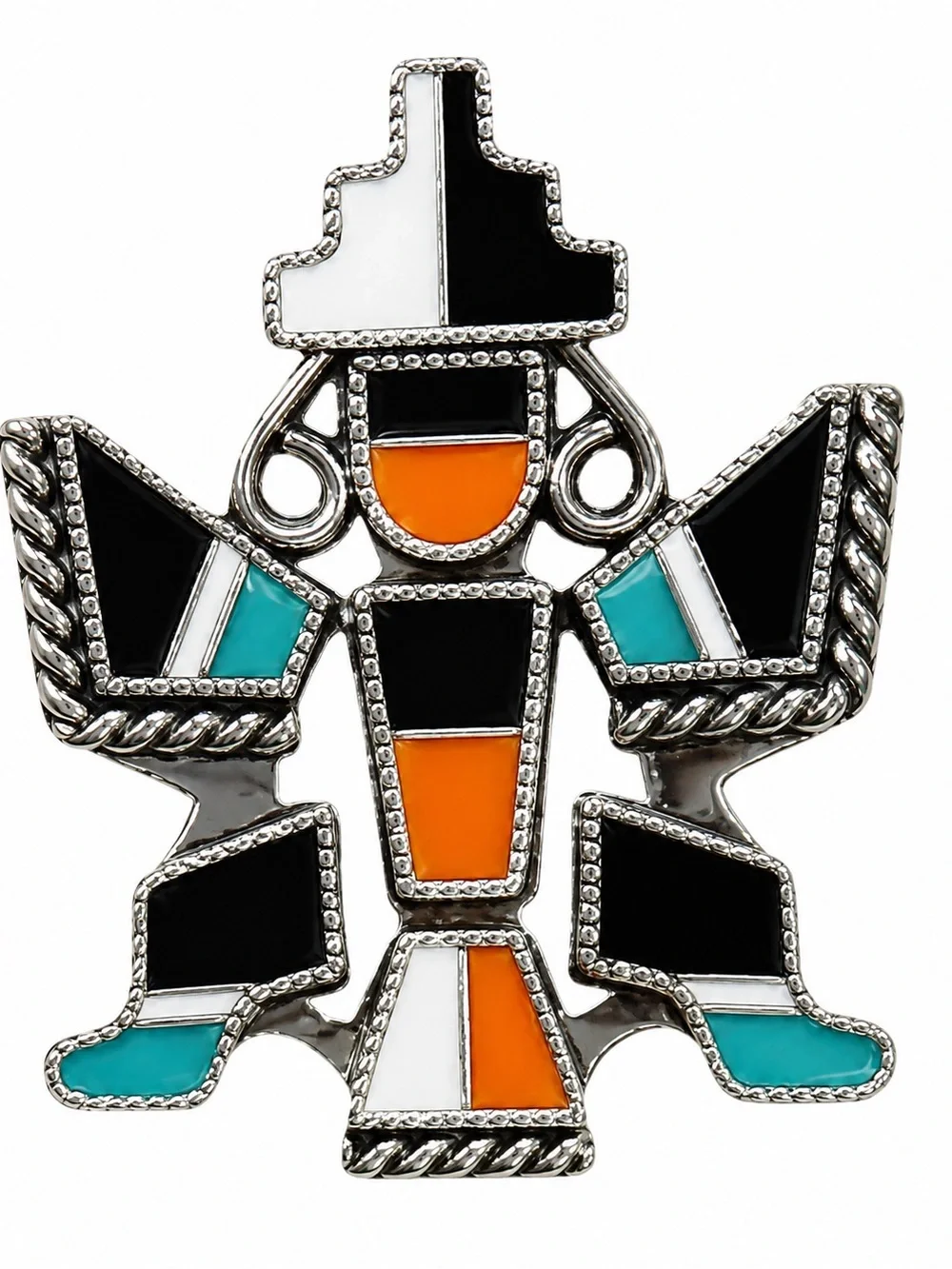 Multicolor Inlay Southwestern Zuni Man Brooch